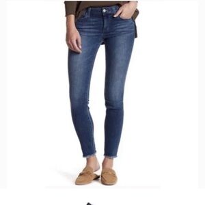 Joes jeans straight leg with raw edge hem.